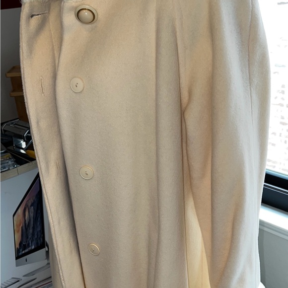 Cream wool trench with faux fur collar and cuffs. - Picture 2 of 7